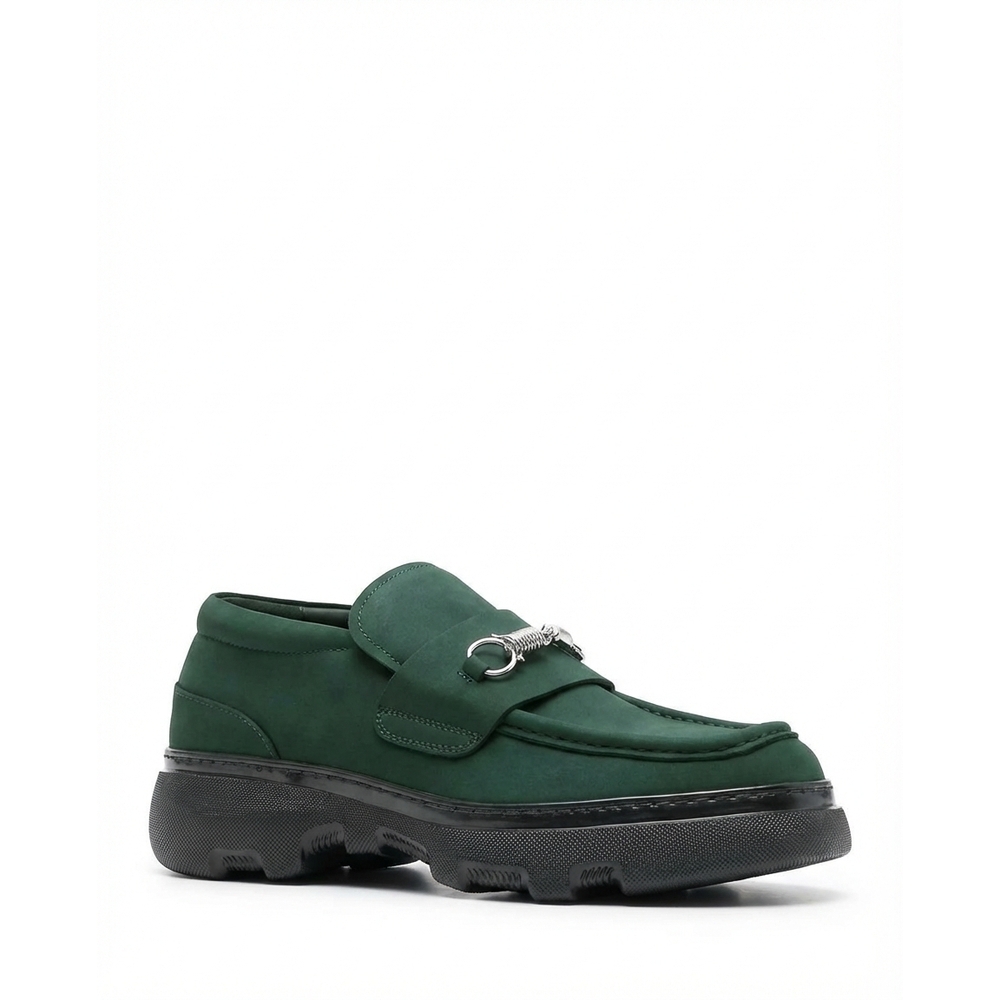 NEW BURBERRY men's creeper clamp slip on loafers in green